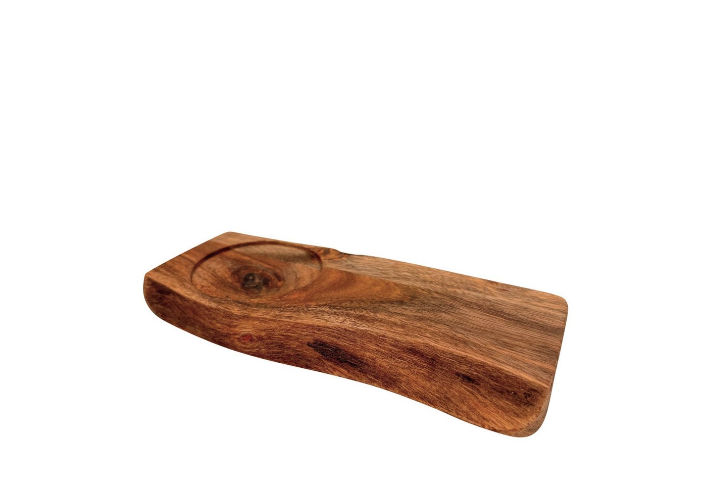 Online-Fuchs Servierbrett Kaffeebrettchen, kleines Serviertablett aus Holz für Kaffee & Tee, Akazienholz, (22 cm groß, Einkerbung für Tasse, Glas), für Kaffeebe – Bild 3 von 5
