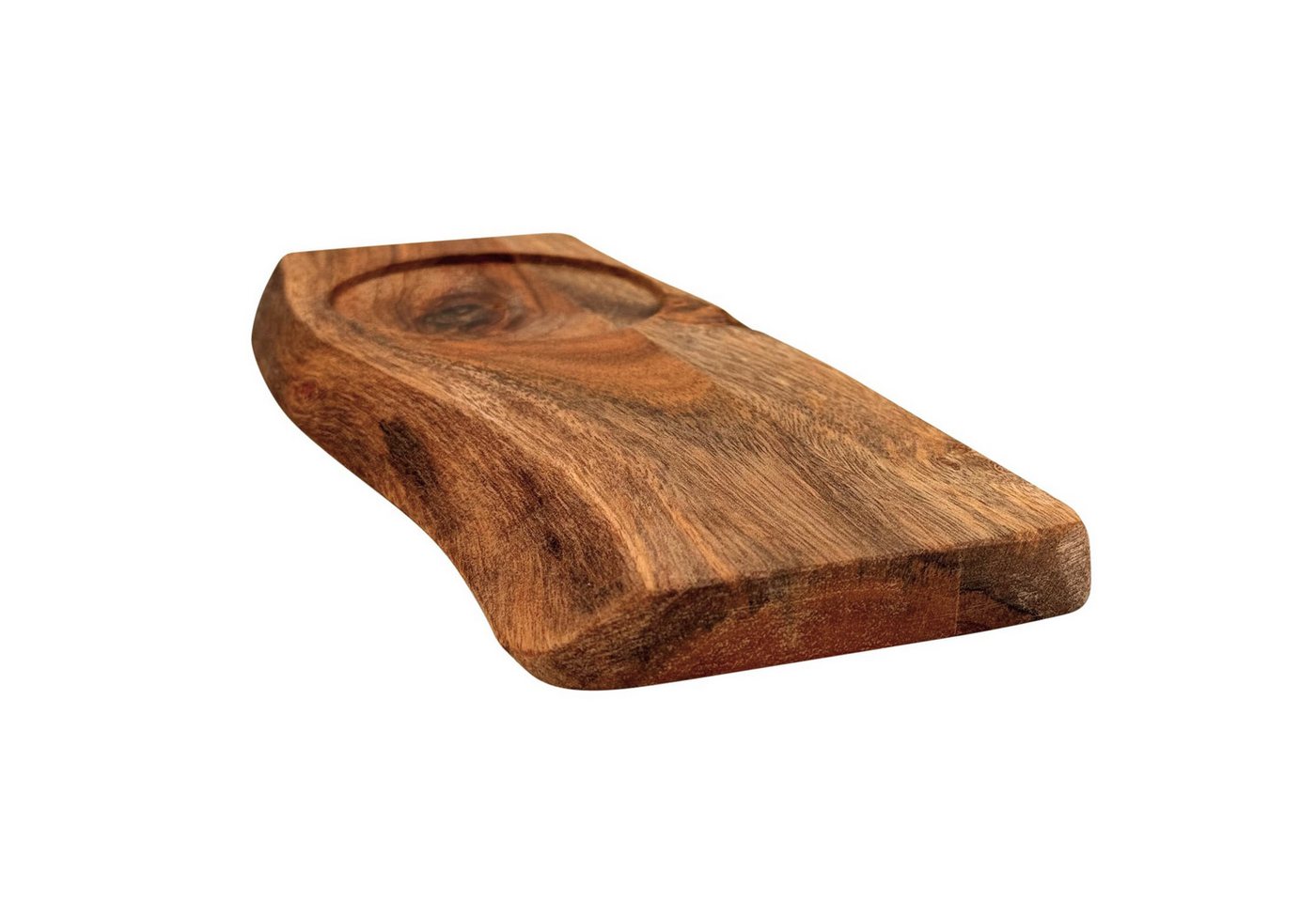 Online-Fuchs Servierbrett Kaffeebrettchen, kleines Serviertablett aus Holz für Kaffee & Tee, Akazienholz, (22 cm groß, Einkerbung für Tasse, Glas), für Kaffeebe – Bild 4 von 5