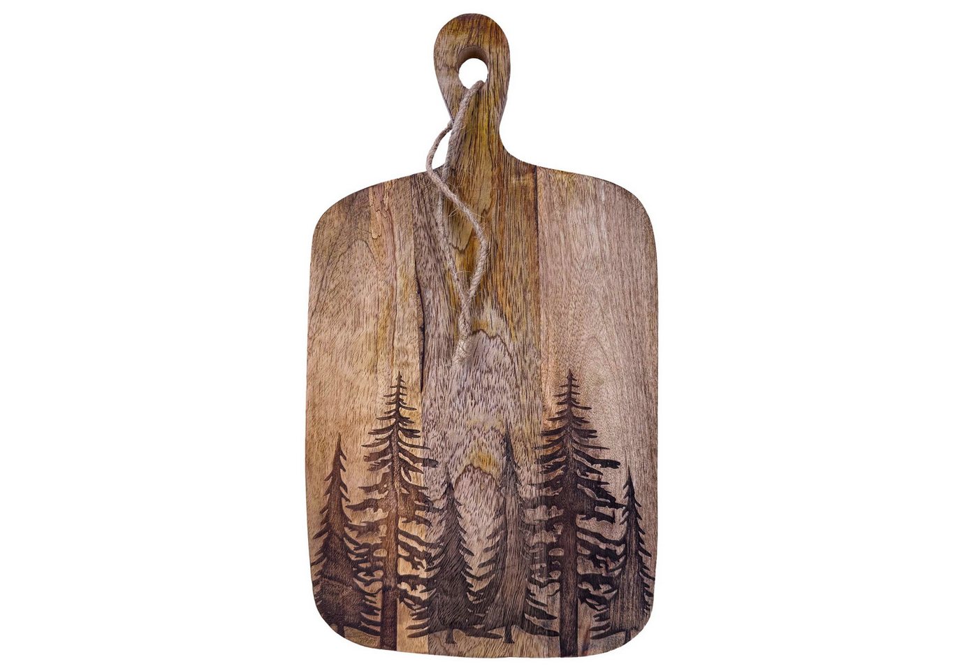 Online-Fuchs Servierbrett mit Griff oder Schneidebrett zur Dekoration in der Küche - Mangoholz, (Hirsch- oder Waldmotiv, Küchen Dekoration), Bastseil zum Aufhän – Bild 3 von 4
