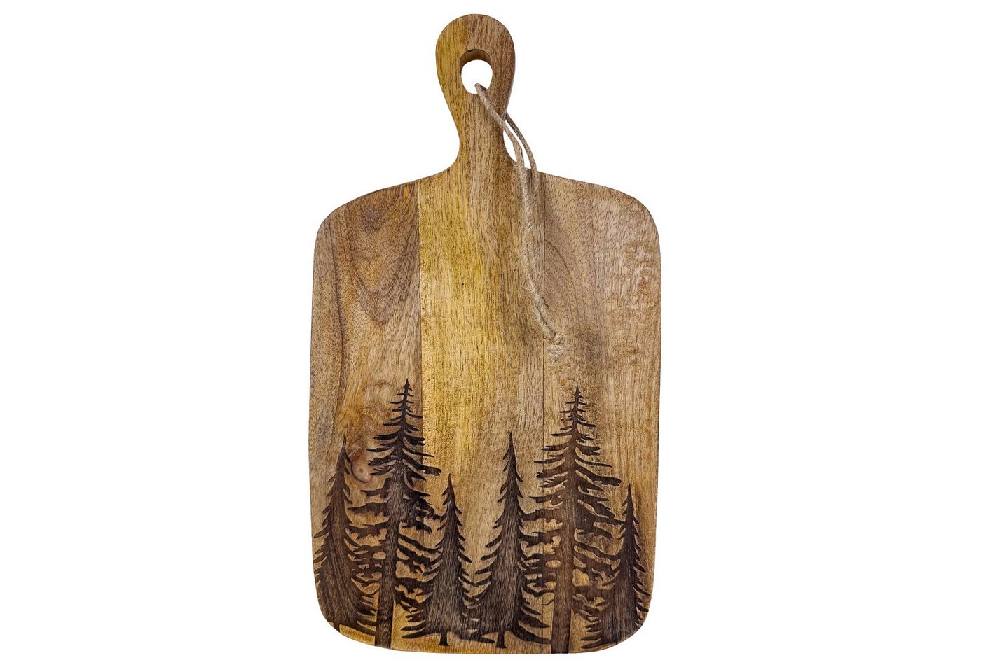 Online-Fuchs Servierbrett mit Griff oder Schneidebrett zur Dekoration in der Küche - Mangoholz, (Hirsch- oder Waldmotiv, Küchen Dekoration), Bastseil zum Aufhän – Bild 4 von 4