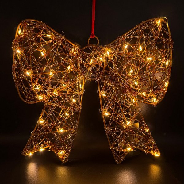 Online-Fuchs Weihnachtsbaumschleife mit LED-Lichterkette und 6-Stunden Timer - Weihnachtsdeko, für den Innen- und geschützten Außenbereich geeignet