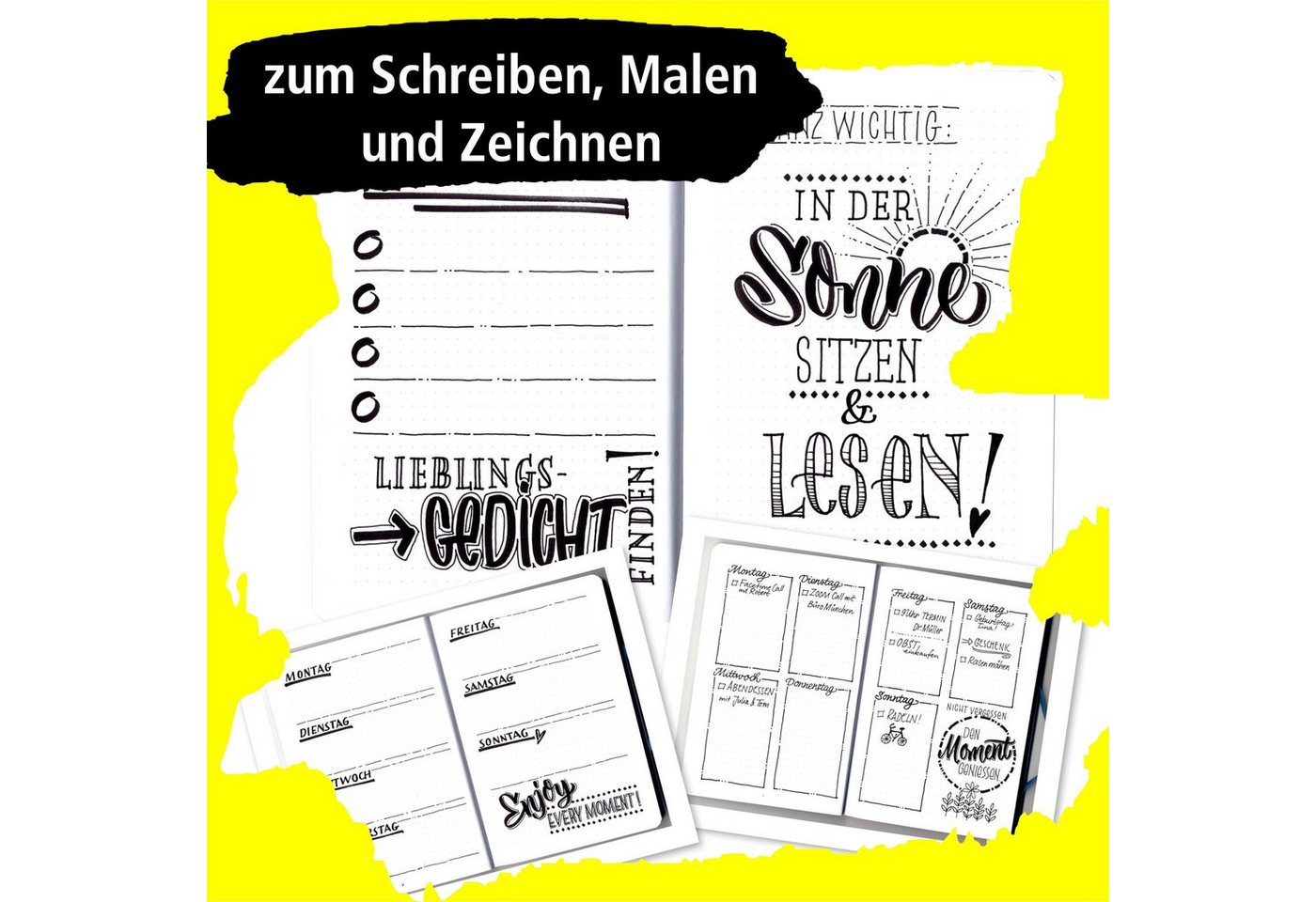 Online Pen Fineliner Black Lettering, 5x Handlettering Stifte Set, schwarz, wasserfest – Bild 4 von 5