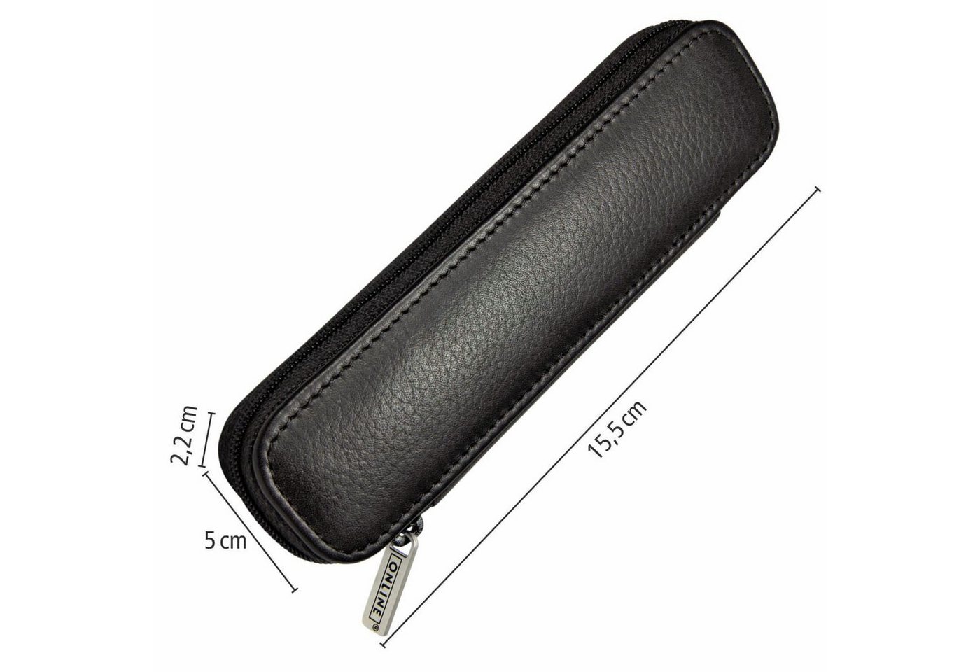 Online Pen Schreibgeräteetui Lederetui, (hochwertiges Füller-Etui), Stifte-Mäppchen aus Echtleder schwarz – Bild 4 von 5