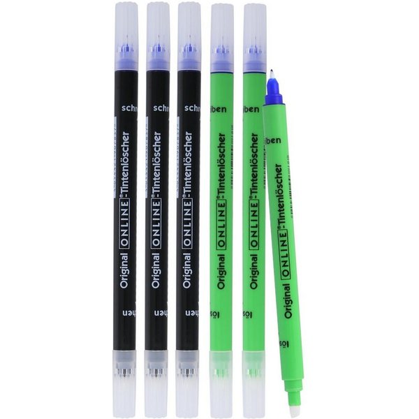 Online Pen Tintenkiller Tintenlöscher, Set mit 6 Tintenlöscher in Grün und Schwarz