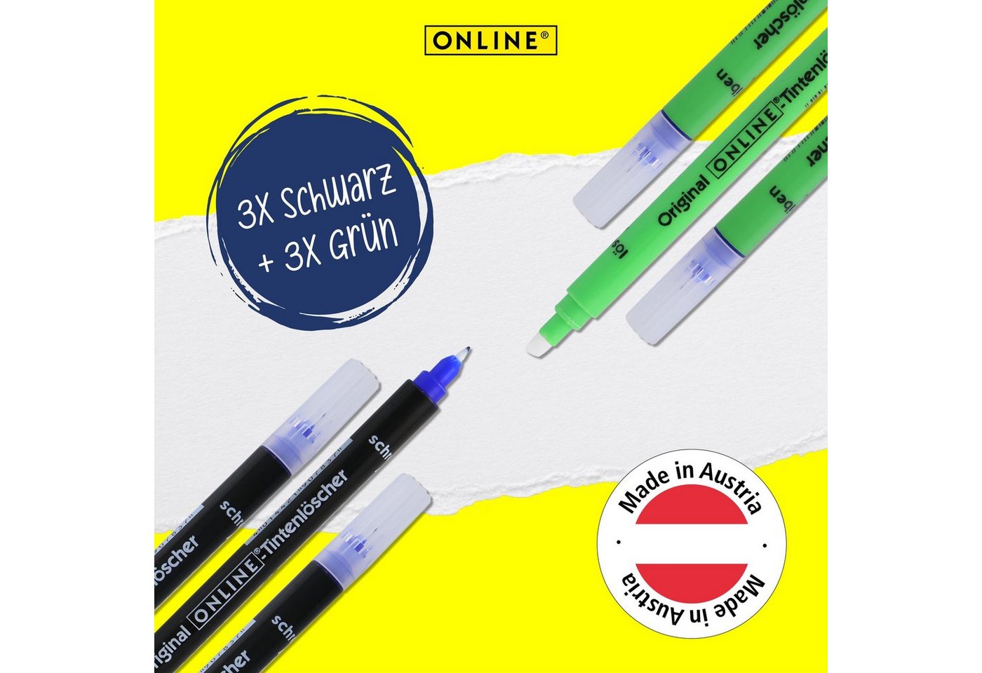 Online Pen Tintenkiller Tintenlöscher, Set mit 6 Tintenlöscher in Grün und Schwarz – Bild 4 von 5