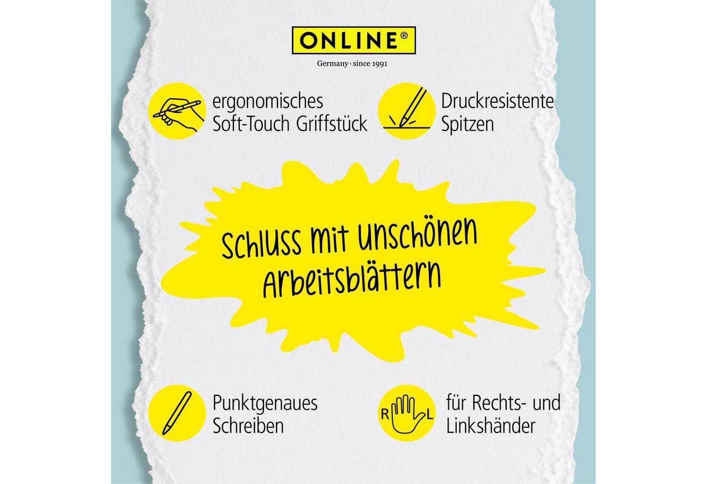 Online Pen Tintenroller magiXX Classic, (6x radierbare Gelschreiber blau, ergonomisches Griffstück), Gelpens für Schüler, Studenten, Büro – Bild 4 von 5