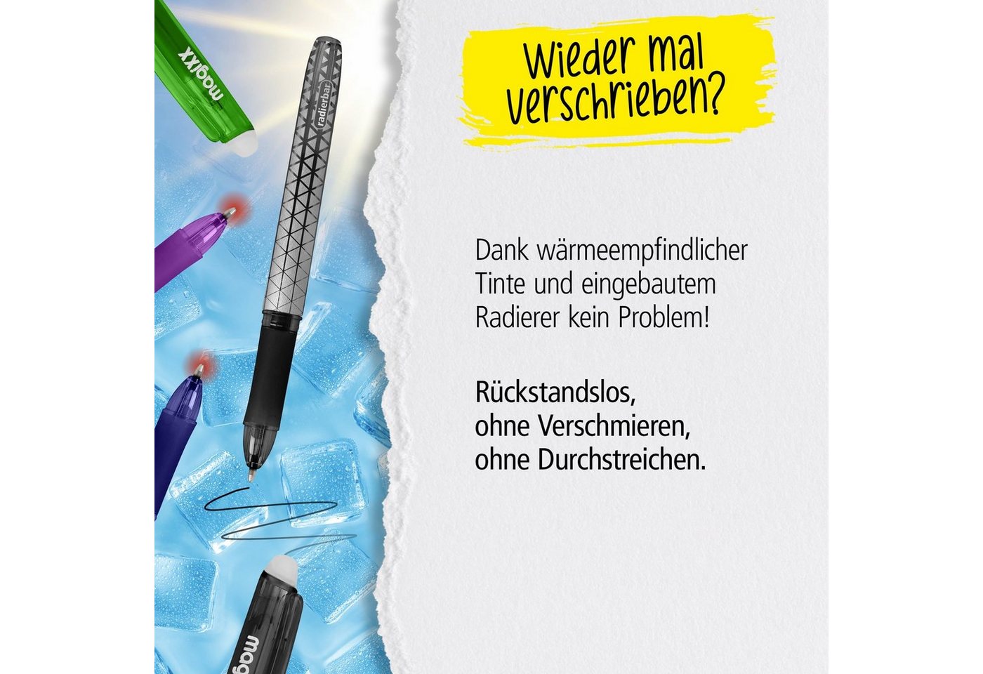 Online Pen Tintenroller magiXX Classic, (6x radierbare Gelschreiber blau, ergonomisches Griffstück), Gelpens für Schüler, Studenten, Büro – Bild 5 von 5