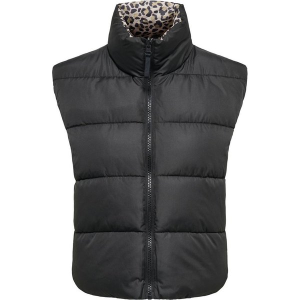ONLY CARMAKOMA Steppweste CARNEWTAMMY REVERSIBLE VEST OTW Polyester, beidseitig tragbar, zum Wenden, Animal-Print