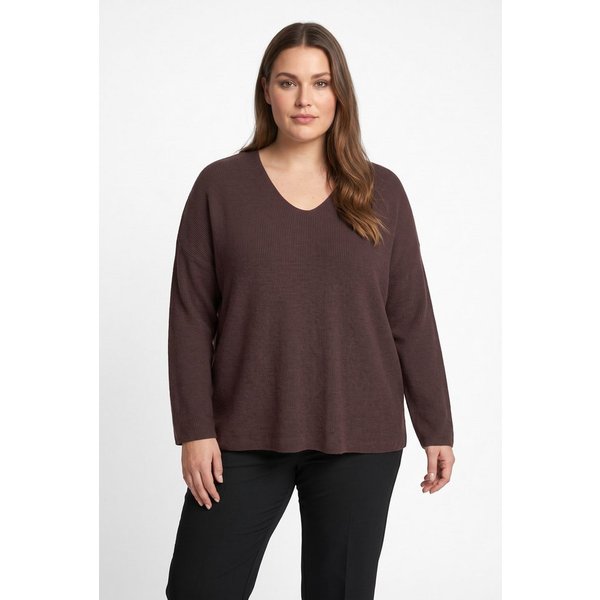 ONLY CARMAKOMA V-Ausschnitt-Pullover CARIBI LS RIB LOOSE V-NECK CC KNT Viskosemischung, regular fit