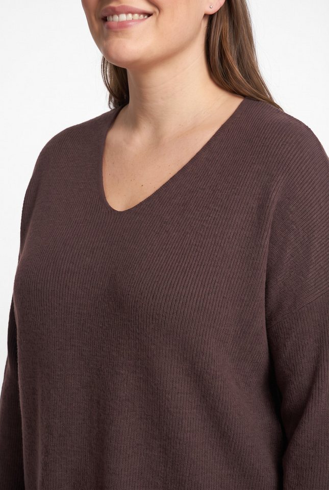 ONLY CARMAKOMA V-Ausschnitt-Pullover CARIBI LS RIB LOOSE V-NECK CC KNT Viskosemischung, regular fit – Bild 2 von 5