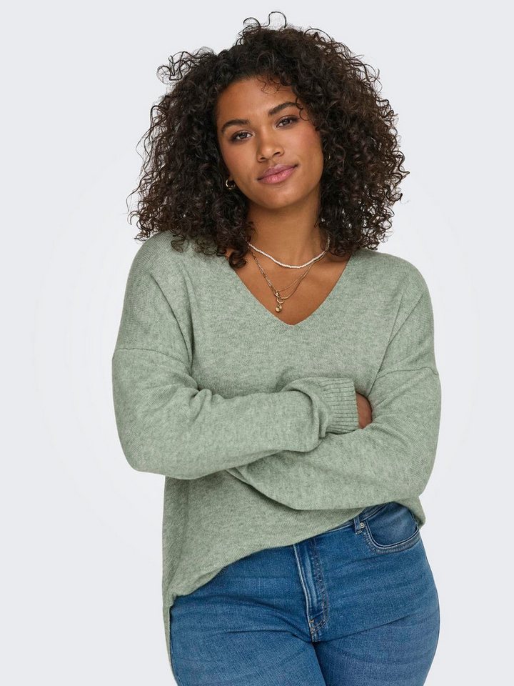 ONLY CARMAKOMA V-Ausschnitt-Pullover CARMARGARETA LS PULLOVER KNT NOOS Viskosemischung, regular fit – Bild 2 von 5