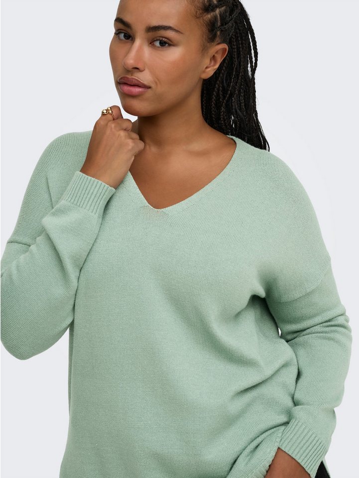 ONLY CARMAKOMA V-Ausschnitt-Pullover CARMARGARETA LS PULLOVER KNT NOOS Viskosemischung, regular fit – Bild 3 von 5