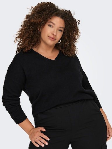 ONLY CARMAKOMA V-Ausschnitt-Pullover CARMARGARETA LS PULLOVER KNT NOOS Viskosemischung, regular fit – Bild 2 von 5