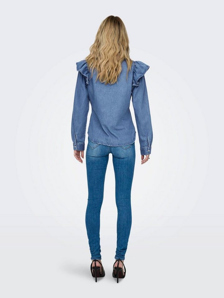 ONLY Langarmbluse Indigo (1-tlg) Rüschen – Bild 2 von 5