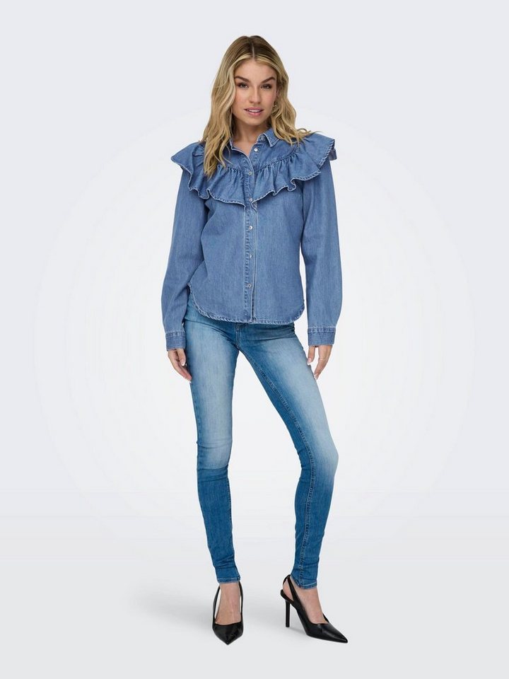 ONLY Langarmbluse Indigo (1-tlg) Rüschen – Bild 3 von 5