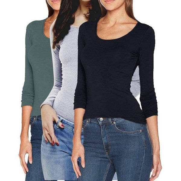 ONLY Langarmshirt (3er-Pack) Basic Shirts