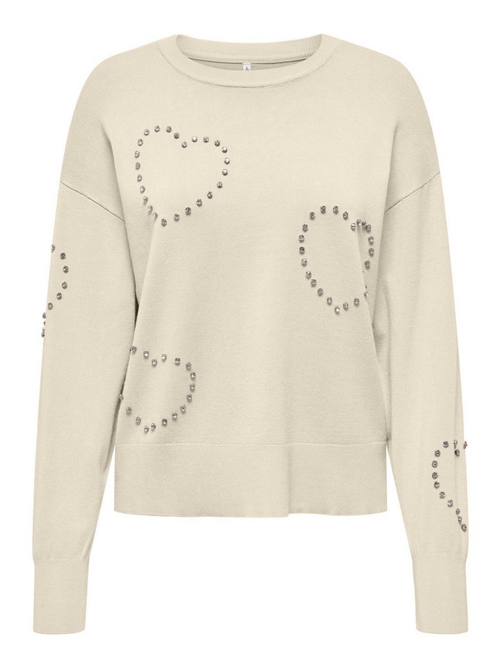 ONLY Rundhalspullover ONLBEE LS HEART BLING O-NECK CC KNT mit Glitzersteinen – Bild 2 von 3
