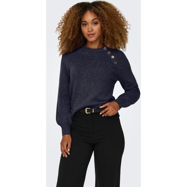 ONLY Rundhalspullover ONLEMMA LS BUTTON ONECK EX KNT Kunstfaser, regular fit