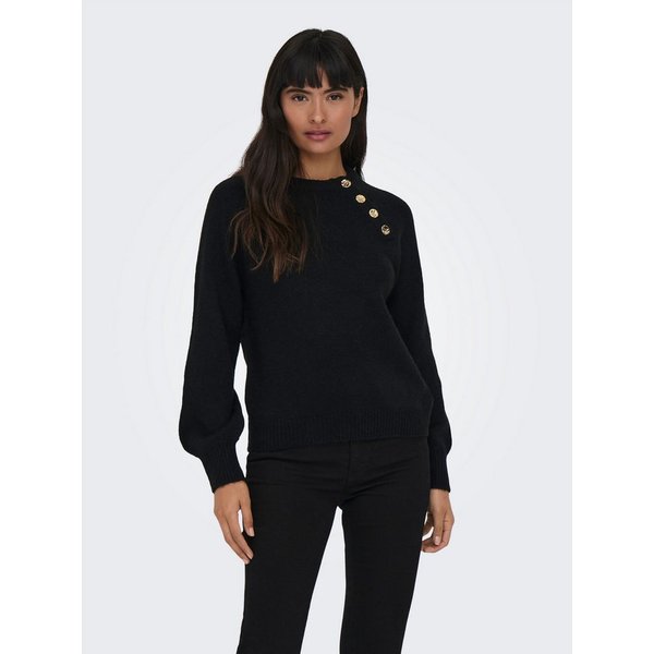 ONLY Rundhalspullover ONLEMMA LS BUTTON ONECK EX KNT Kunstfaser, regular fit