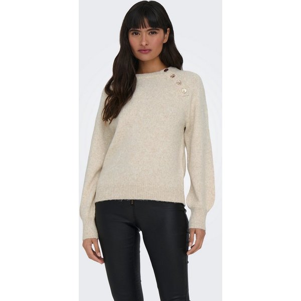 ONLY Rundhalspullover ONLEMMA LS BUTTON ONECK EX KNT Kunstfaser, regular fit