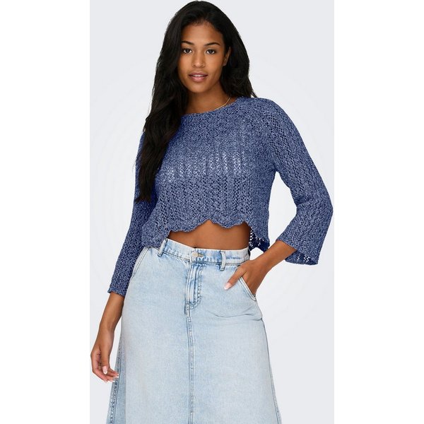 ONLY Rundhalspullover ONLNOLA LIFE 3/4 PULLOVER KNT NOOS Baumwollmischung, regular fit, cropped