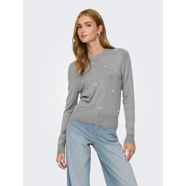 ONLY Rundhalspullover ONLVENICE LIFE LS BLING O-NECK CC KNT mit Strass-Steinen