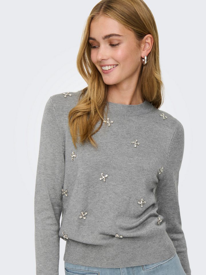 ONLY Rundhalspullover ONLVENICE LIFE LS BLING O-NECK CC KNT mit Strass-Steinen – Bild 2 von 5