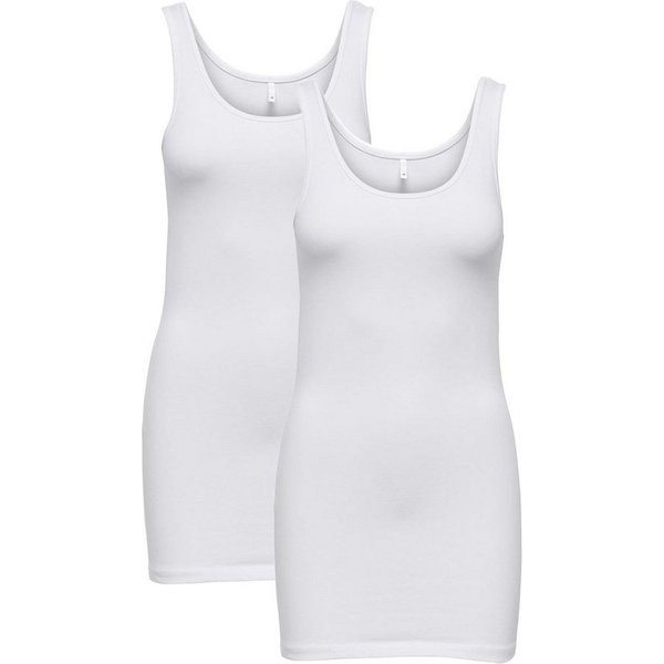 ONLY Shirttop Long Tank 2-er Stück Pack Basic Set für Damen (2-tlg) ONLLIVE LOVE S/L LONG TANK TOP NOOS