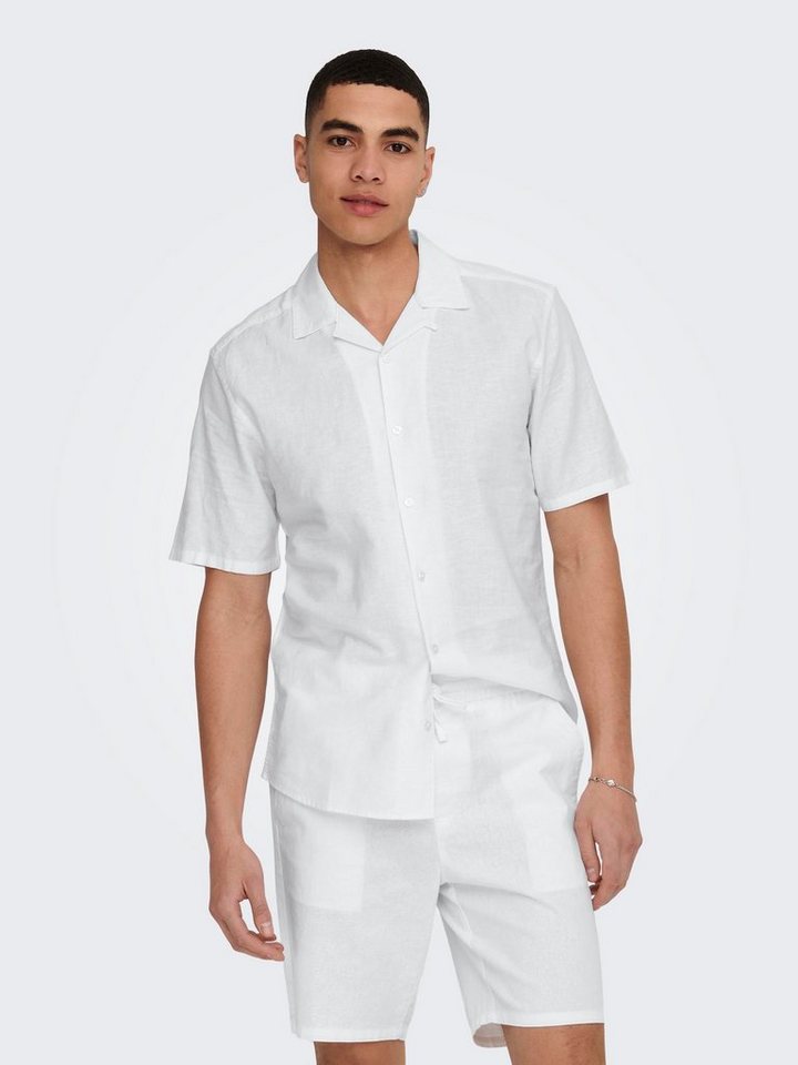 ONLY & SONS Kurzarmhemd ONSCAIDEN SS SOLID RESORT LINEN NOOS – Bild 3 von 5