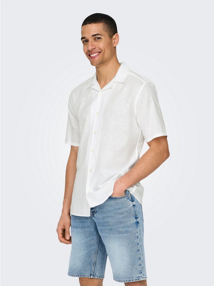 ONLY & SONS Kurzarmhemd ONSCAIDEN SS SOLID RESORT LINEN NOOS – Bild 4 von 5