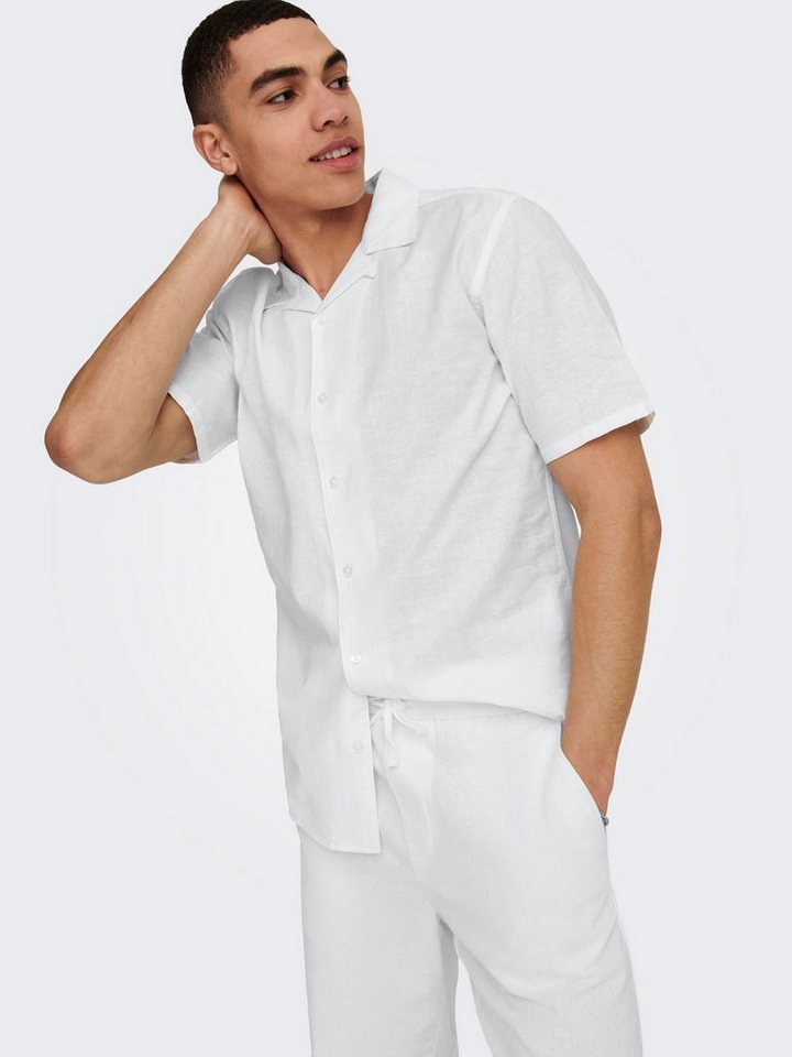 ONLY & SONS Kurzarmhemd ONSCAIDEN SS SOLID RESORT LINEN NOOS – Bild 5 von 5