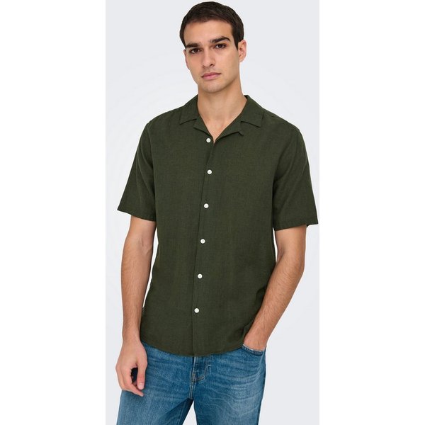 ONLY & SONS Kurzarmhemd ONSCAIDEN SS SOLID RESORT LINEN NOOS