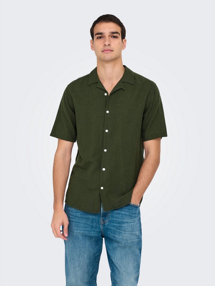 ONLY & SONS Kurzarmhemd ONSCAIDEN SS SOLID RESORT LINEN NOOS – Bild 2 von 5