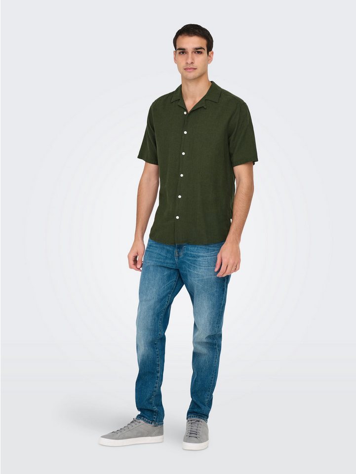 ONLY & SONS Kurzarmhemd ONSCAIDEN SS SOLID RESORT LINEN NOOS – Bild 4 von 5