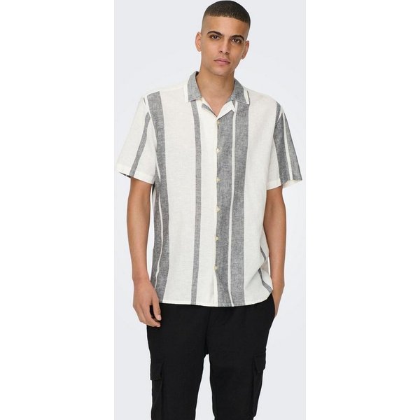 ONLY & SONS Kurzarmhemd ONSCAIDEN SS STRIPE LINEN RESORT NOOS