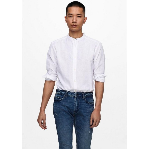 ONLY & SONS Langarmhemd ONSCAIDEN LS SOLID LINEN MAO SHIRT NOOS Baumwolle mit Leinen, slim fit