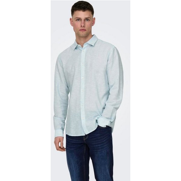ONLY & SONS Langarmhemd ONSCAIDEN LS SOLID LINEN SHIRT NOOS Baumwollmischung mit Leinen, slim fit