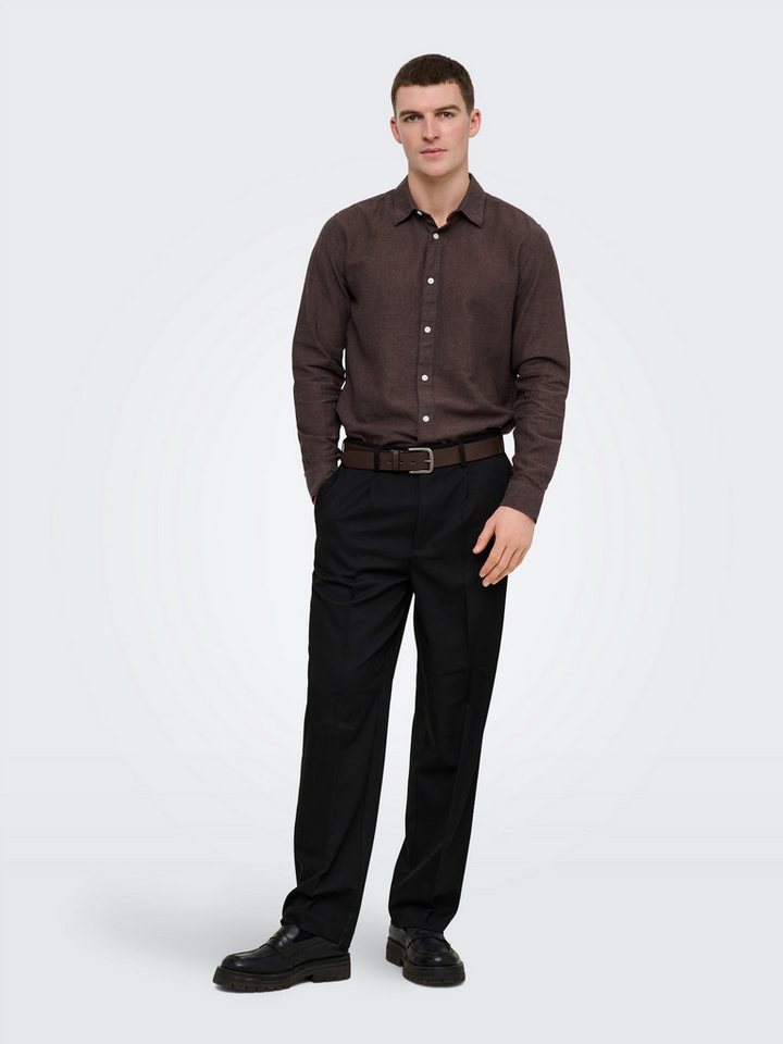 ONLY & SONS Langarmhemd ONSCAIDEN LS SOLID LINEN SHIRT NOOS Baumwollmischung mit Leinen, slim fit – Bild 4 von 5