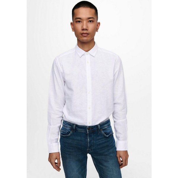 ONLY & SONS Langarmhemd ONSCAIDEN LS SOLID LINEN SHIRT NOOS Baumwollmischung mit Leinen, slim fit