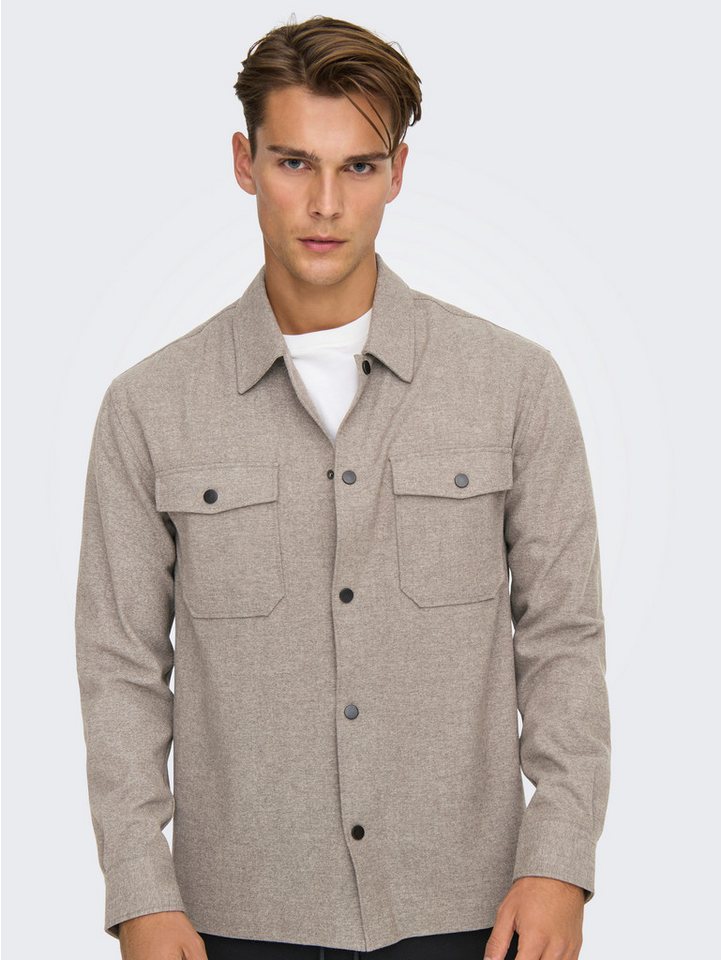ONLY & SONS Langarmhemd ONSMARK BRUSHED 0353 OVERSHIRT Materialmix, regular fit – Bild 2 von 5