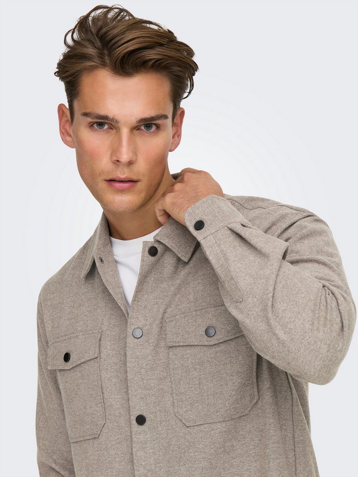 ONLY & SONS Langarmhemd ONSMARK BRUSHED 0353 OVERSHIRT Materialmix, regular fit – Bild 3 von 5