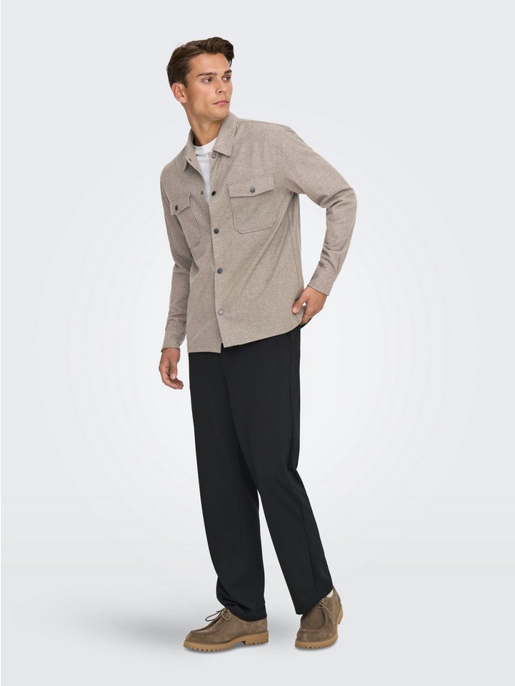 ONLY & SONS Langarmhemd ONSMARK BRUSHED 0353 OVERSHIRT Materialmix, regular fit – Bild 4 von 5