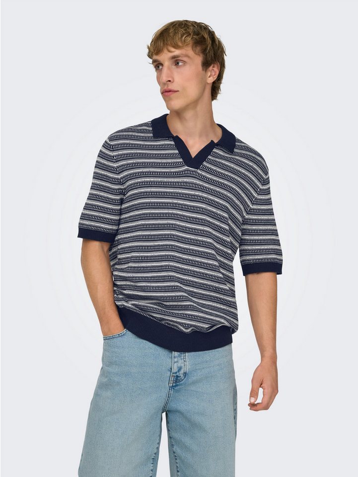ONLY & SONS Polokragenpullover ONSTILO REG SS SPLIT NECK KNIT NOOS Baumwolle, regular fit – Bild 2 von 5