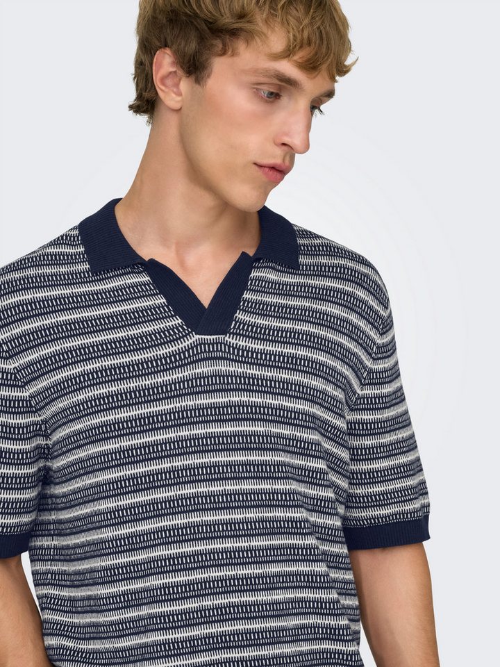 ONLY & SONS Polokragenpullover ONSTILO REG SS SPLIT NECK KNIT NOOS Baumwolle, regular fit – Bild 3 von 5