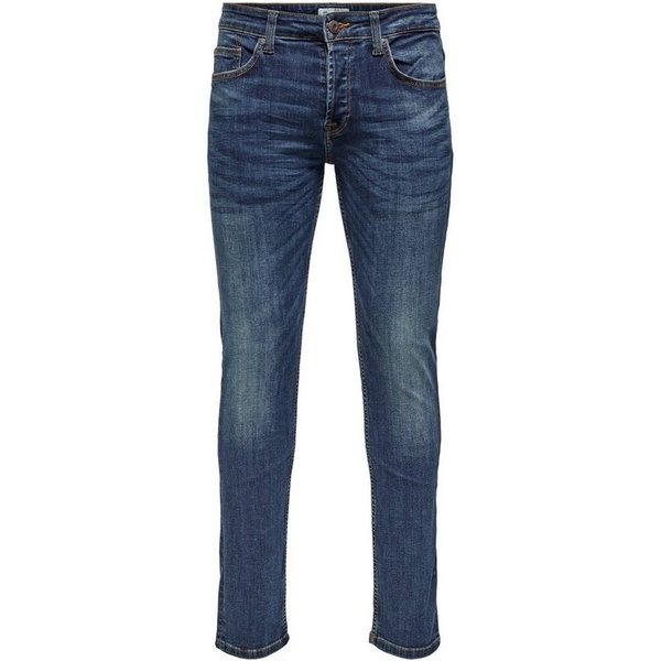 ONLY & SONS Regular-fit-Jeans Regular Fit Jeans Straight Denim Stretch für Herren (1-tlg) Baumwolle unifarben wärmend Knöpfe Basic-Style