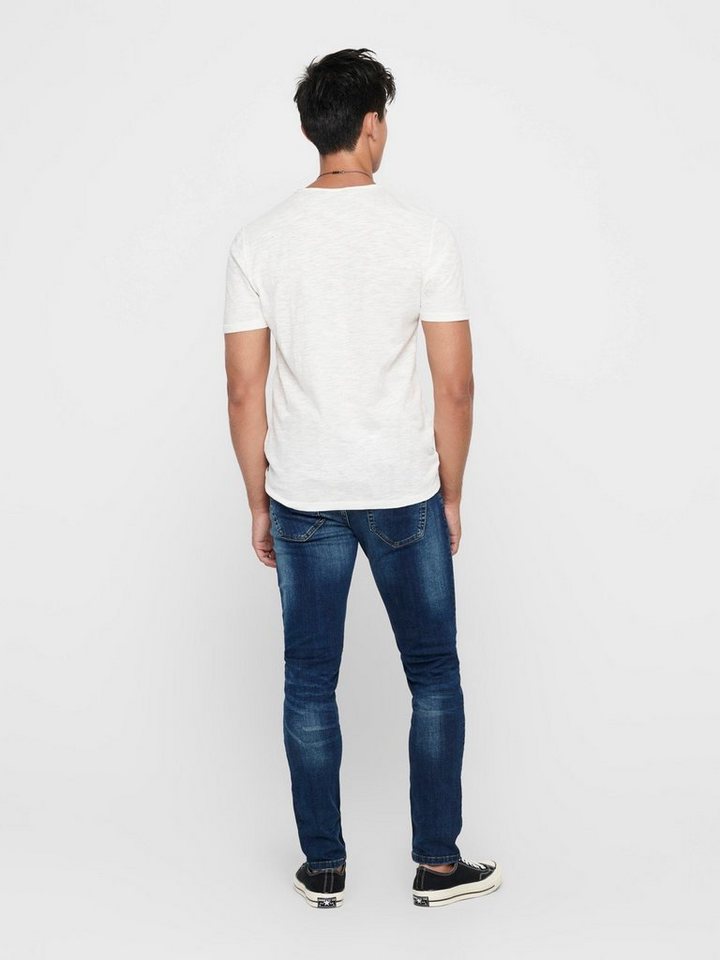 ONLY & SONS Regular-fit-Jeans Regular Fit Jeans Straight Denim Stretch für Herren (1-tlg) Baumwolle unifarben wärmend Knöpfe Basic-Style – Bild 4 von 5