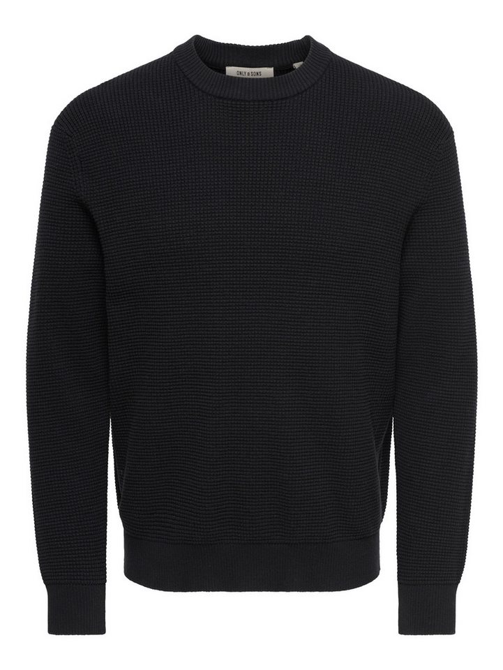 ONLY & SONS Rundhalspullover ONSMARIUS LS WAFFLE CREW REG OTL Baumwollmischung, regular fit – Bild 4 von 5