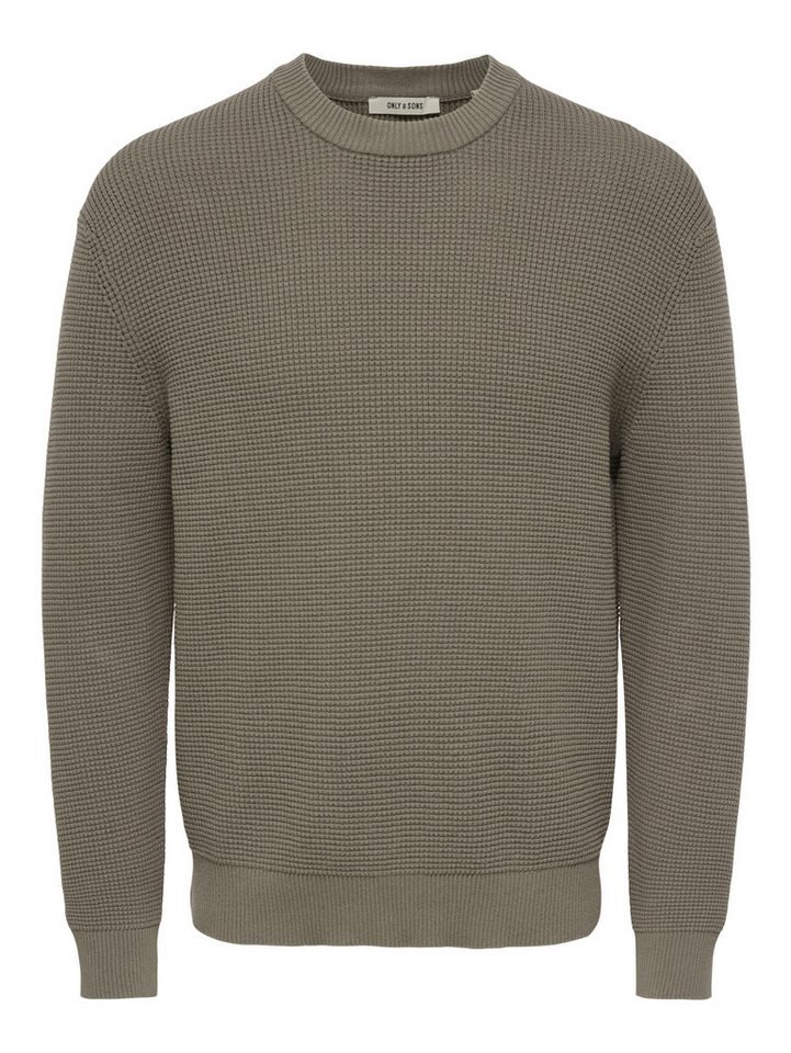ONLY & SONS Rundhalspullover ONSMARIUS LS WAFFLE CREW REG OTL Baumwollmischung, regular fit – Bild 4 von 5
