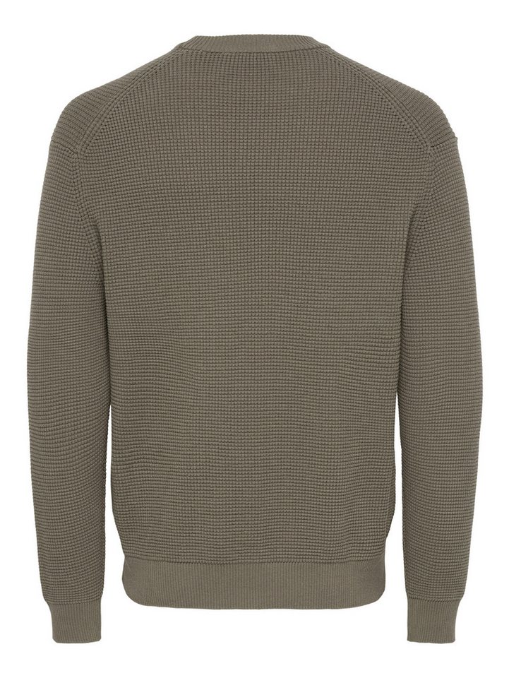 ONLY & SONS Rundhalspullover ONSMARIUS LS WAFFLE CREW REG OTL Baumwollmischung, regular fit – Bild 5 von 5