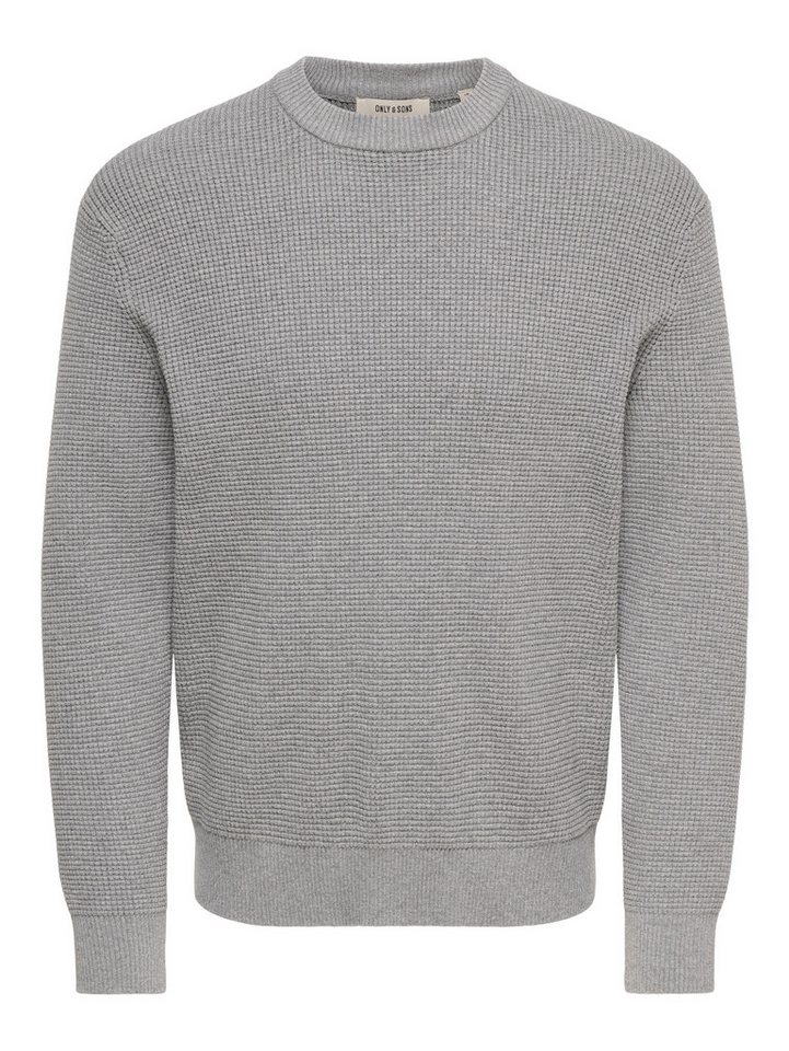 ONLY & SONS Rundhalspullover ONSMARIUS LS WAFFLE CREW REG OTL Baumwollmischung, regular fit – Bild 4 von 5